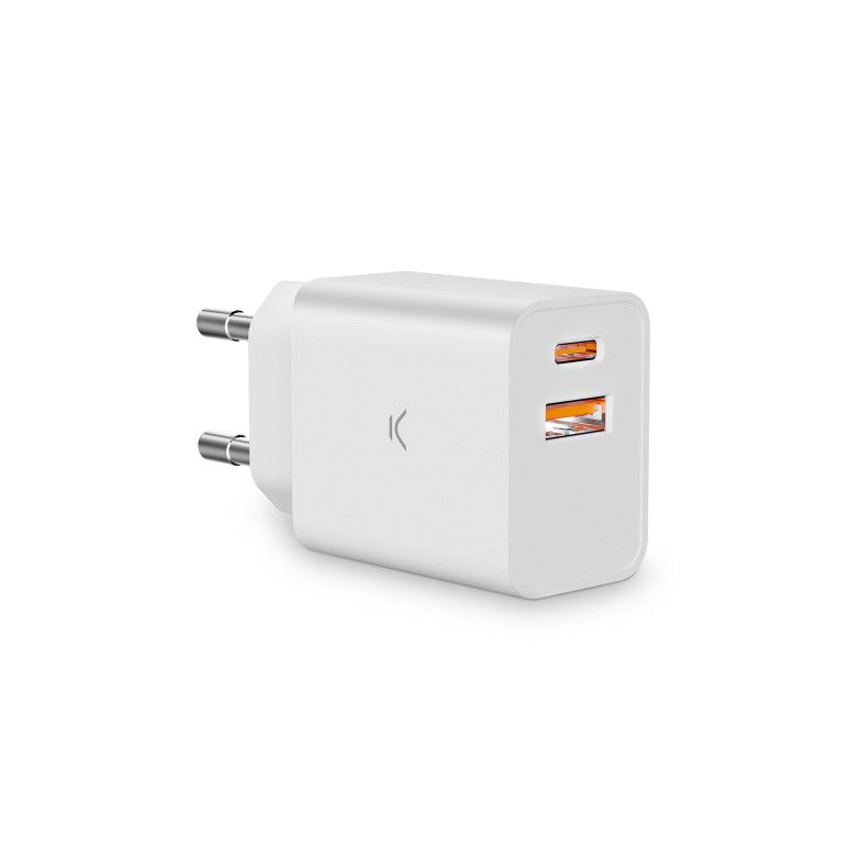 KSIX ZIDNI Punjač DUAL A+USB KONEKTORI BELI