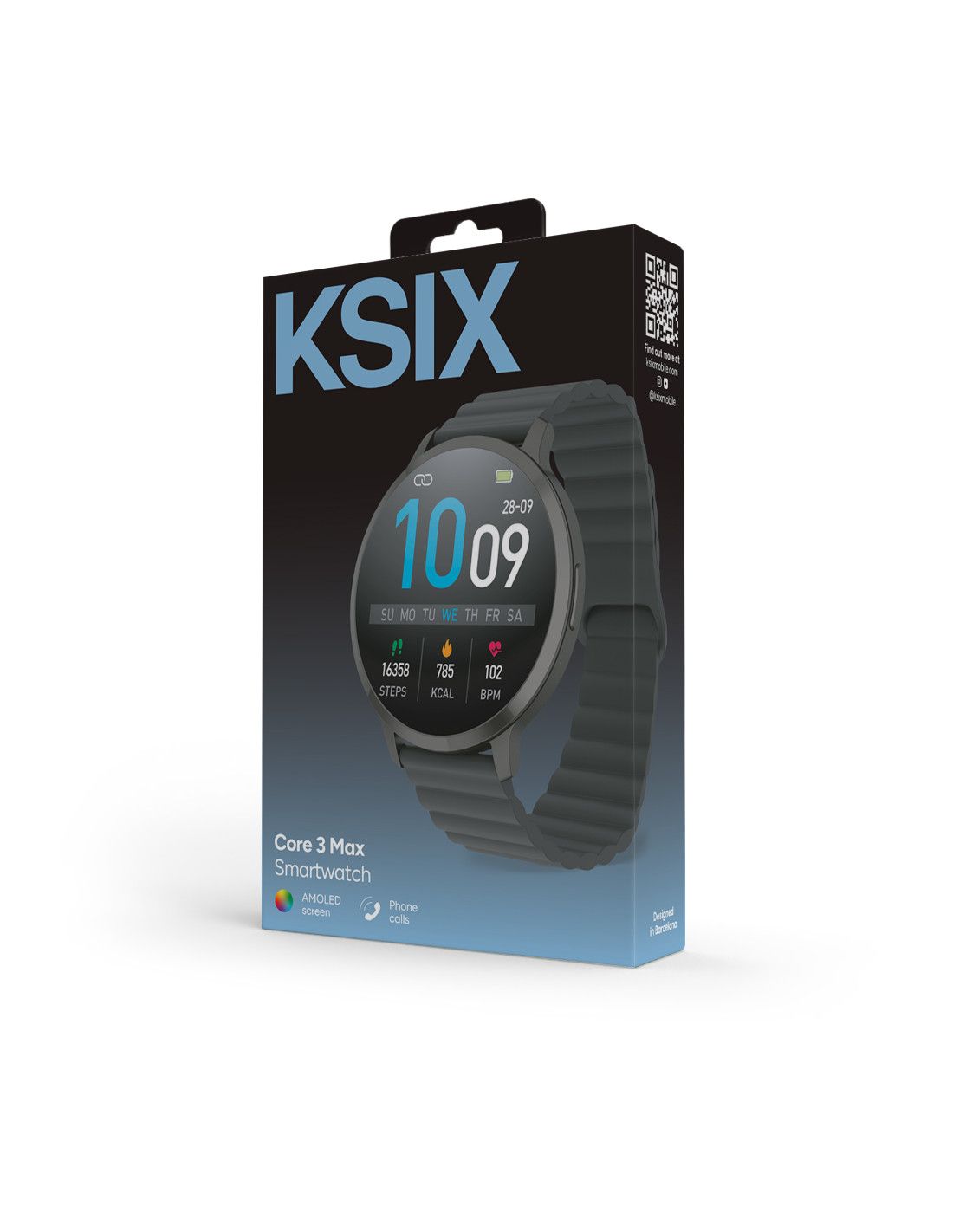 KSIX BXSW34T CORE3 AMOLED 1.73'' PAMETNI SAT, Crni