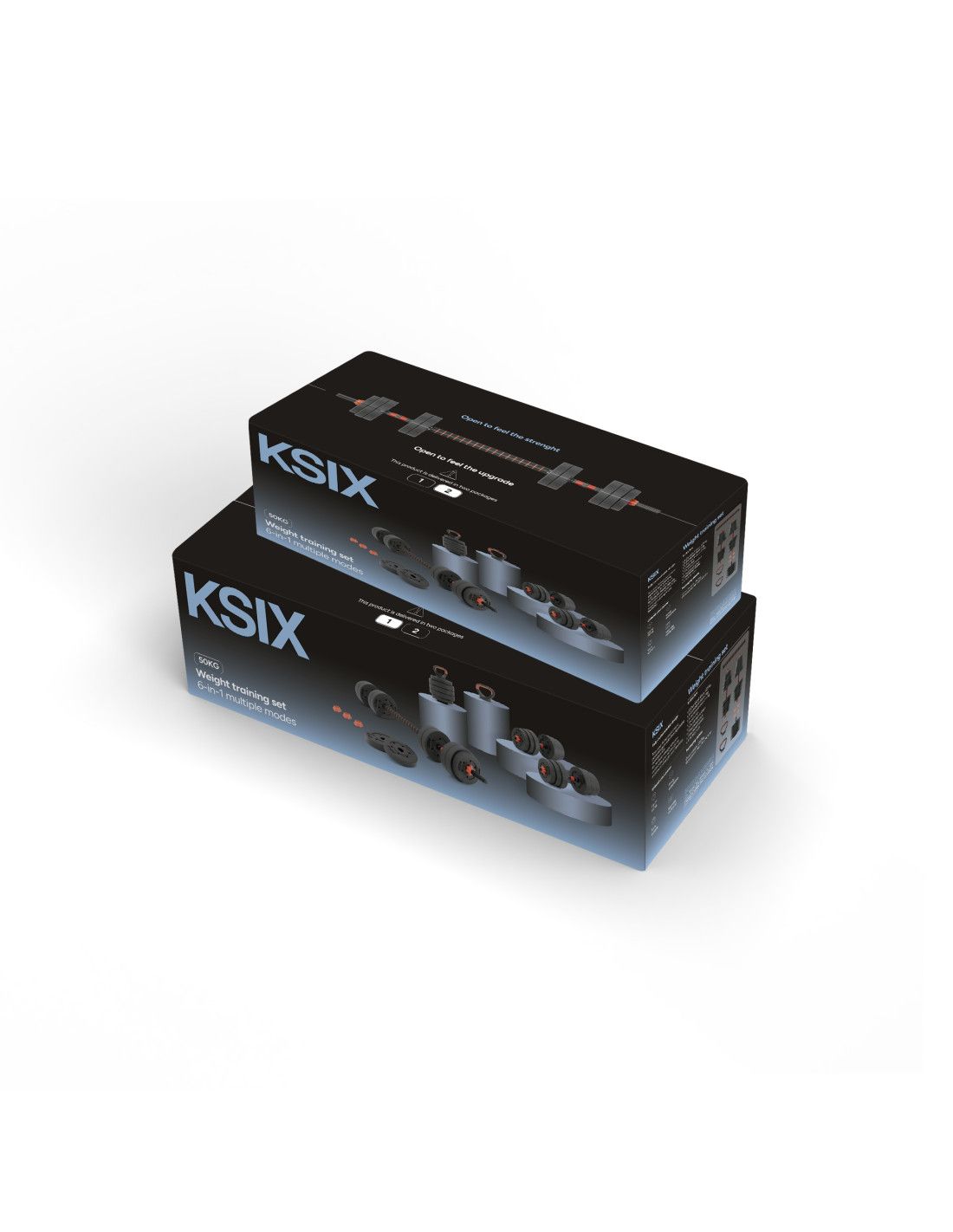 KSIX BMANC01N50 SET Tegova 50KG, DISKOVI, BUČICE, ŠIPKA, KETLBEL, CRNI